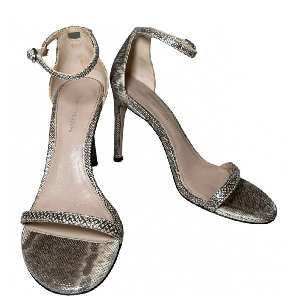 Stuart Weitzman snake print heeled sandal size 5.5